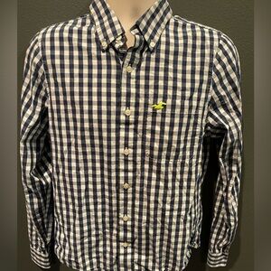 Hollister Navy and White Checkered Button Down Shirt